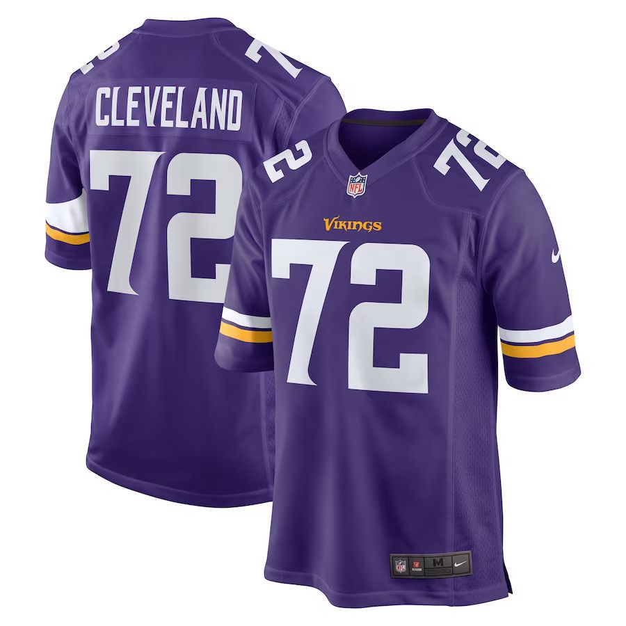 Men Minnesota Vikings #72 Ezra Cleveland Nike Purple Game NFL Jersey->customized mlb jersey->Custom Jersey
